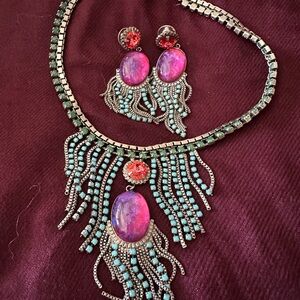 Necklace with matching pierced earrings